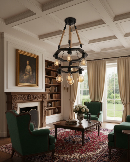 Hexagonal wood hanging